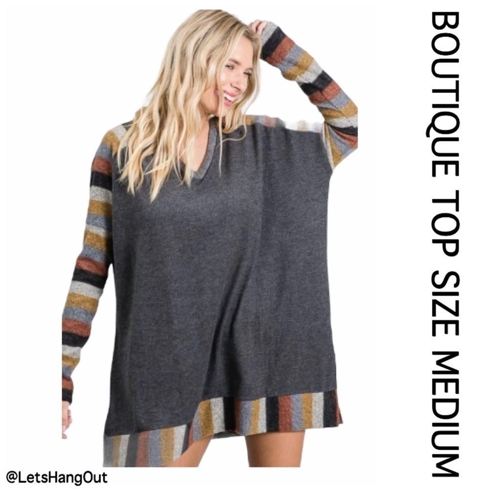 Medium Boho Gray Tunic/Dress Multi-Color Sleeves Closing Closet